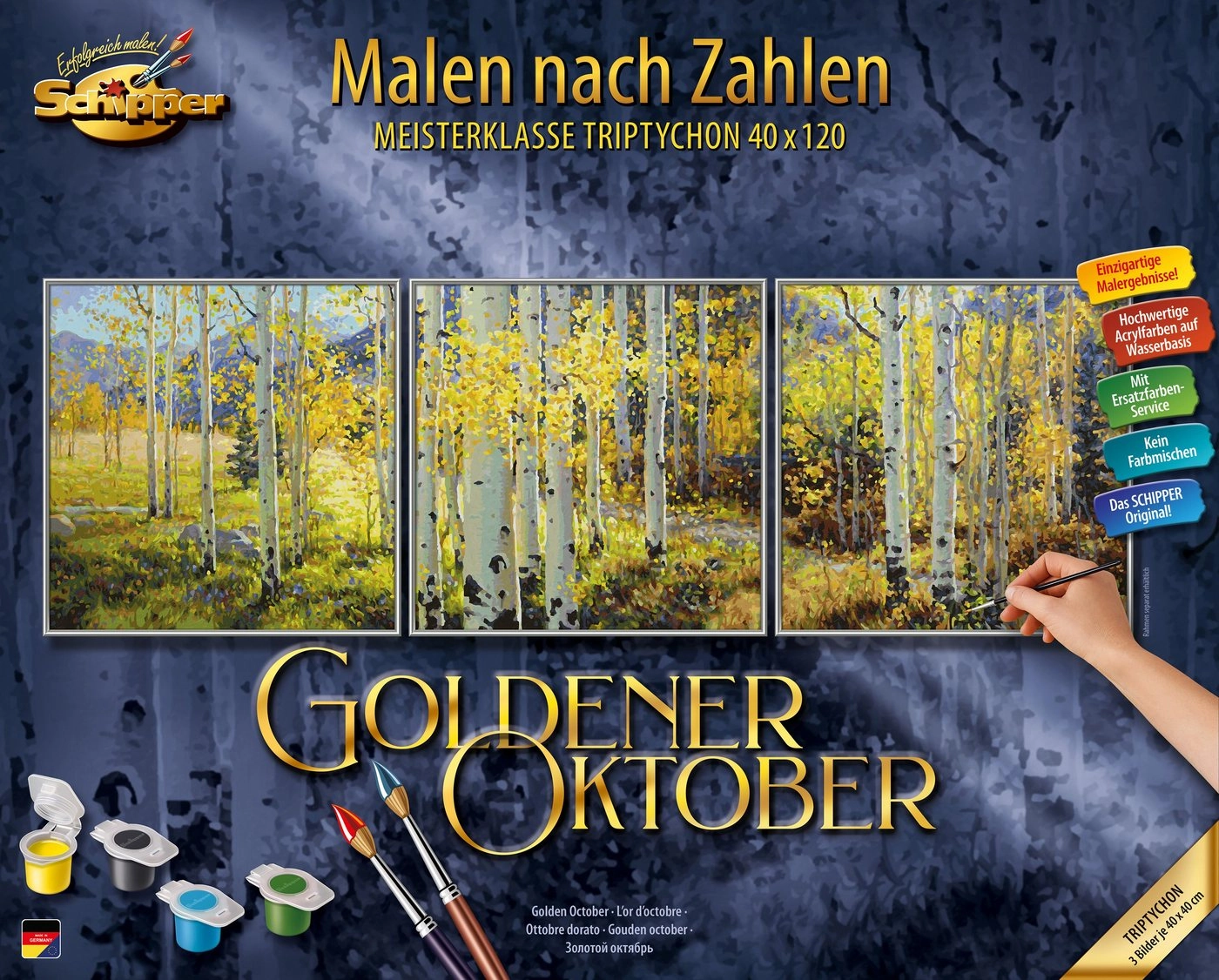 Schipper Malen nach Zahlen »Meisterklasse Triptychon - Goldener Oktober«, Made in Germany