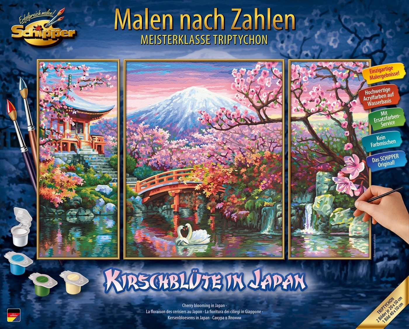 Schipper Malen nach Zahlen »Meisterklasse Triptychon - Kirschblüte in Japan«, Made in Germany