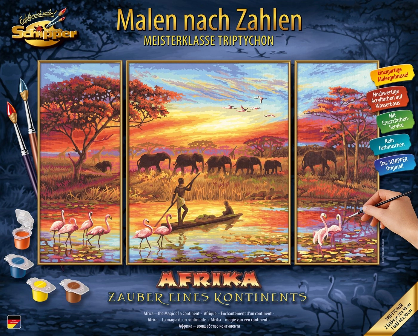 Schipper Malen nach Zahlen »Meisterklasse Triptychon - Afrika, Zauber eines Kontinentes«, Made in Germany