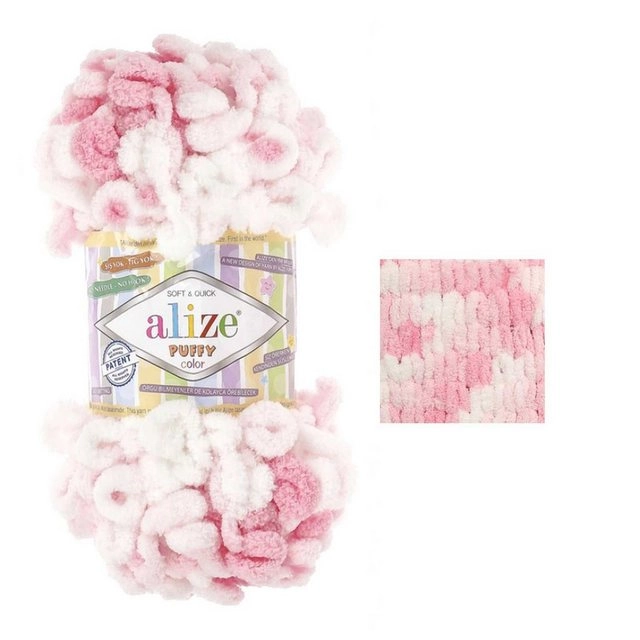 Alize »100g Strickgarn ALIZE Puffy Color Fingerstrickgarn Schlaufenwolle Stricken ohne Nadel« Häkelwolle, 9 m, 5863