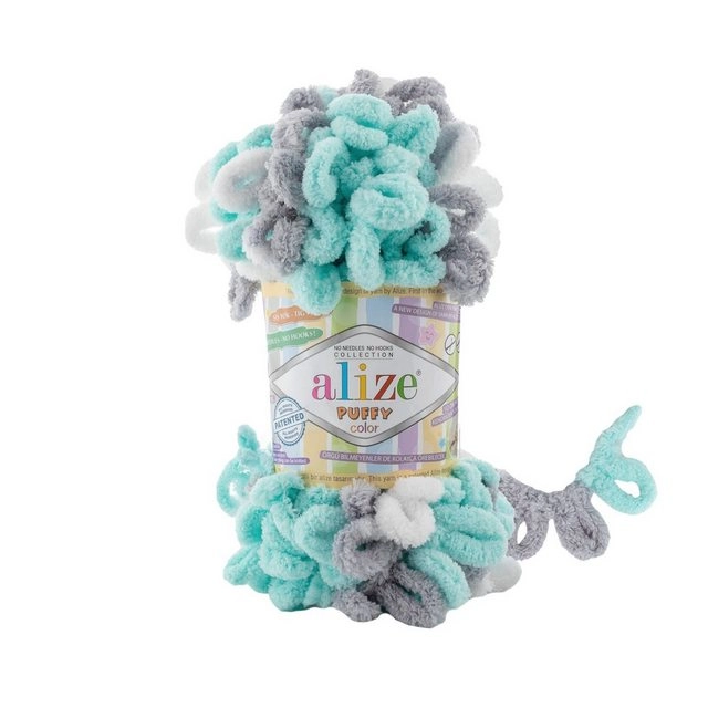 Alize »100g Strickgarn ALIZE Puffy Color Fingerstrickgarn Schlaufenwolle Stricken ohne Nadel« Häkelwolle, 9 m, 6408