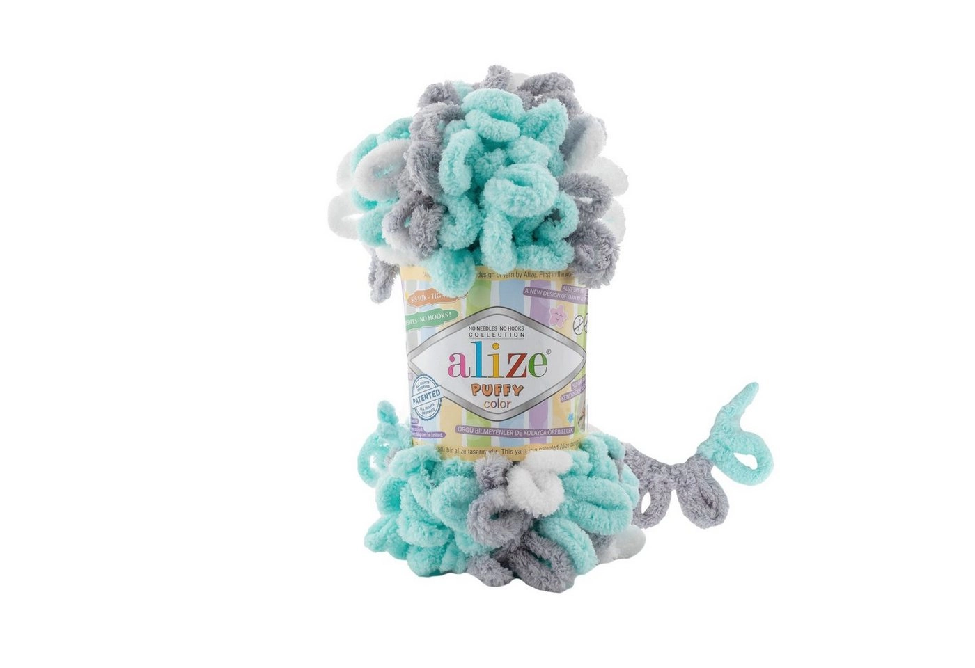 Alize »100g Strickgarn ALIZE Puffy Color Fingerstrickgarn Schlaufenwolle Stricken ohne Nadel« Häkelwolle, 9 m, 6408