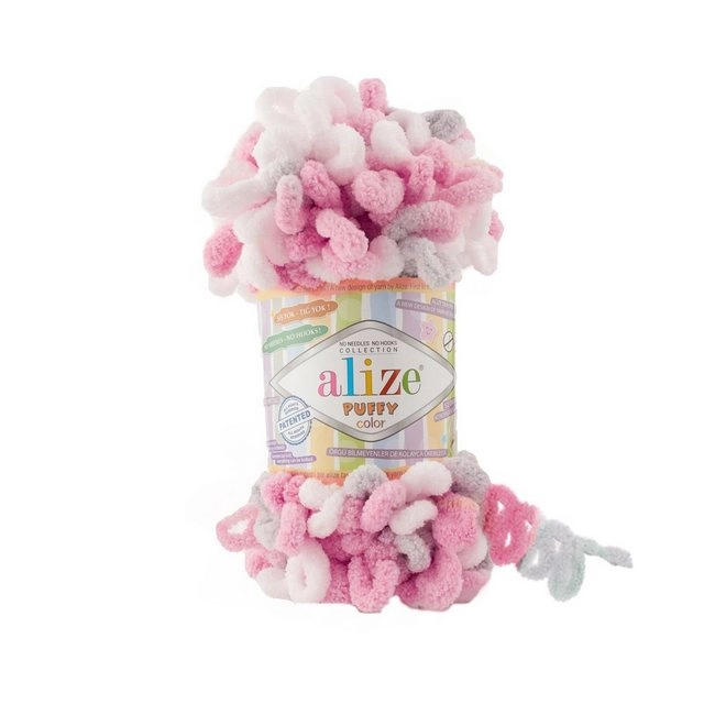 Alize »100g Strickgarn ALIZE Puffy Color Fingerstrickgarn Schlaufenwolle Stricken ohne Nadel« Häkelwolle, 9 m, 6370