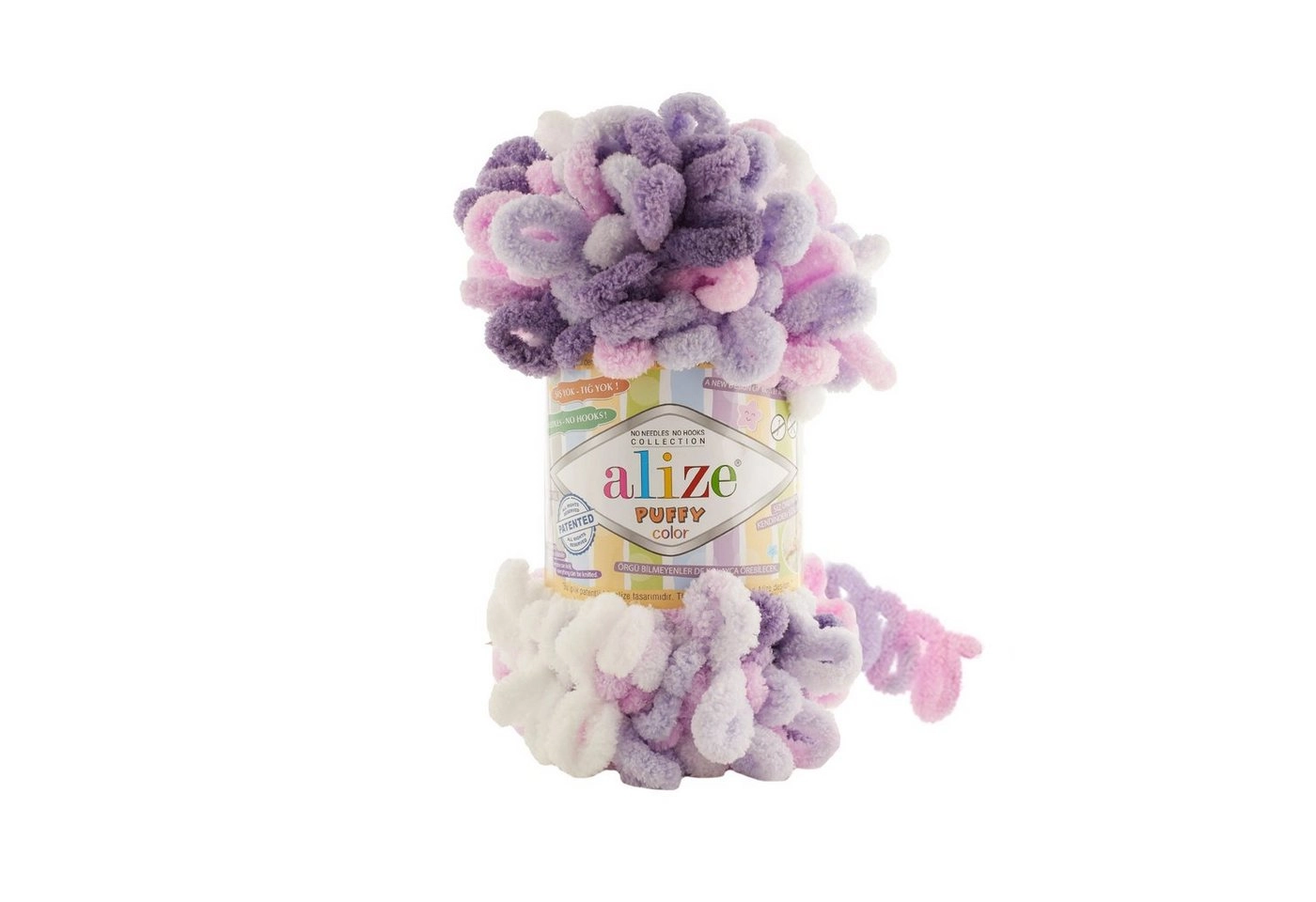 Alize »100g Strickgarn ALIZE Puffy Color Fingerstrickgarn Schlaufenwolle Stricken ohne Nadel« Häkelwolle, 9 m, 6305 mehrfarbig