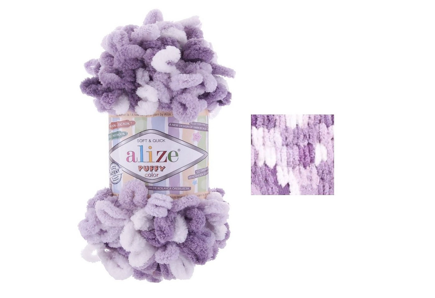 Alize »100g Strickgarn ALIZE Puffy Color Fingerstrickgarn Schlaufenwolle Stricken ohne Nadel« Häkelwolle, 9 m, 5923