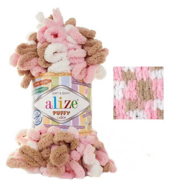 Alize »100g Strickgarn ALIZE Puffy Color Fingerstrickgarn Schlaufenwolle Stricken ohne Nadel« Häkelwolle, 9 m, 6046