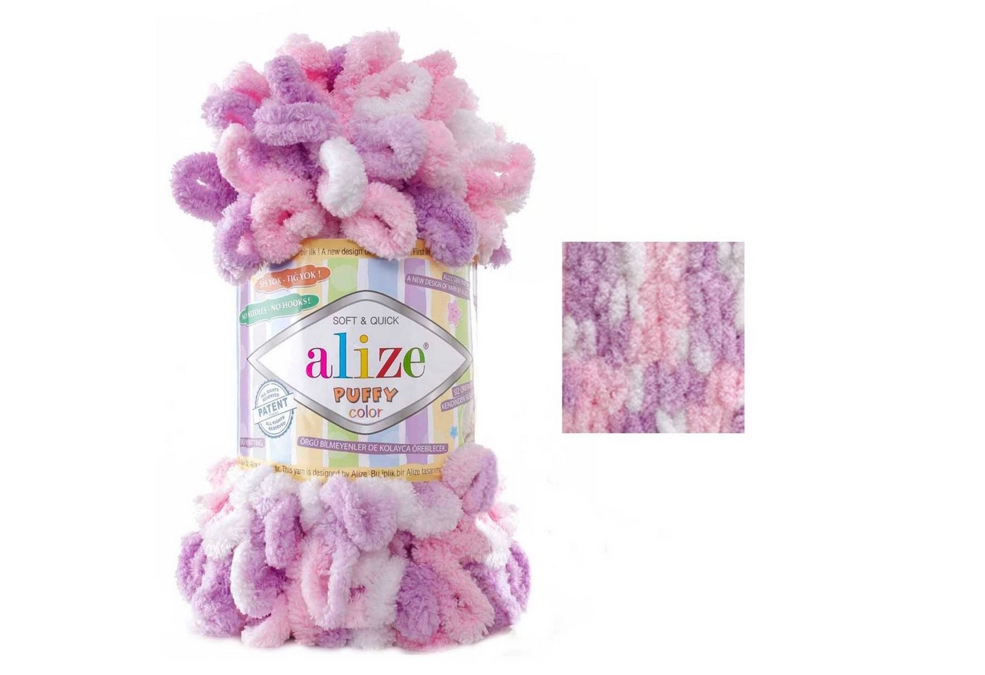 Alize »100g Strickgarn ALIZE Puffy Color Fingerstrickgarn Schlaufenwolle Stricken ohne Nadel« Häkelwolle, 9 m, 6051