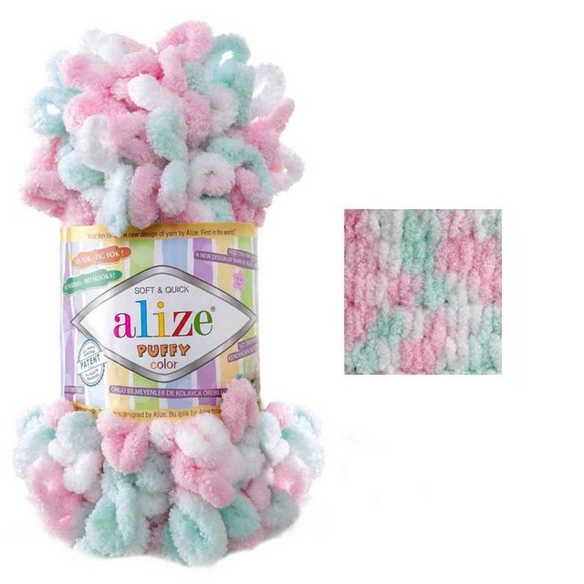 Alize »100g Strickgarn ALIZE Puffy Color Fingerstrickgarn Schlaufenwolle Stricken ohne Nadel« Häkelwolle, 9 m, 6052