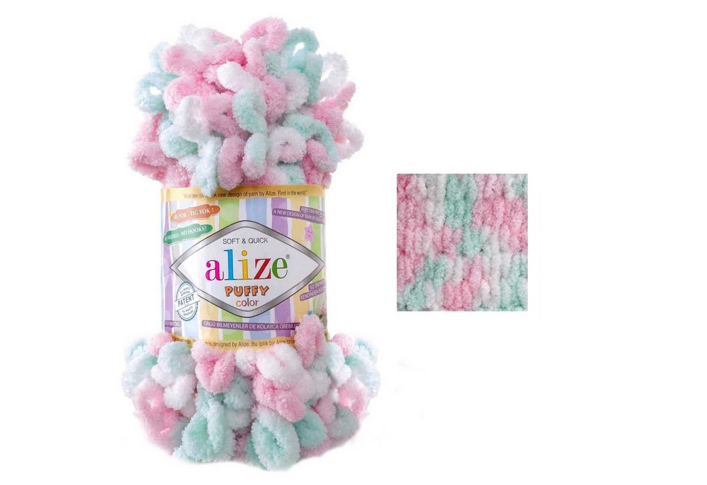 Alize »100g Strickgarn ALIZE Puffy Color Fingerstrickgarn Schlaufenwolle Stricken ohne Nadel« Häkelwolle, 9 m, 6052