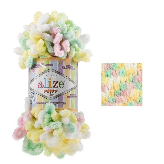 Alize »100g Strickgarn ALIZE Puffy Color Fingerstrickgarn Schlaufenwolle Stricken ohne Nadel« Häkelwolle, 9 m, 5862