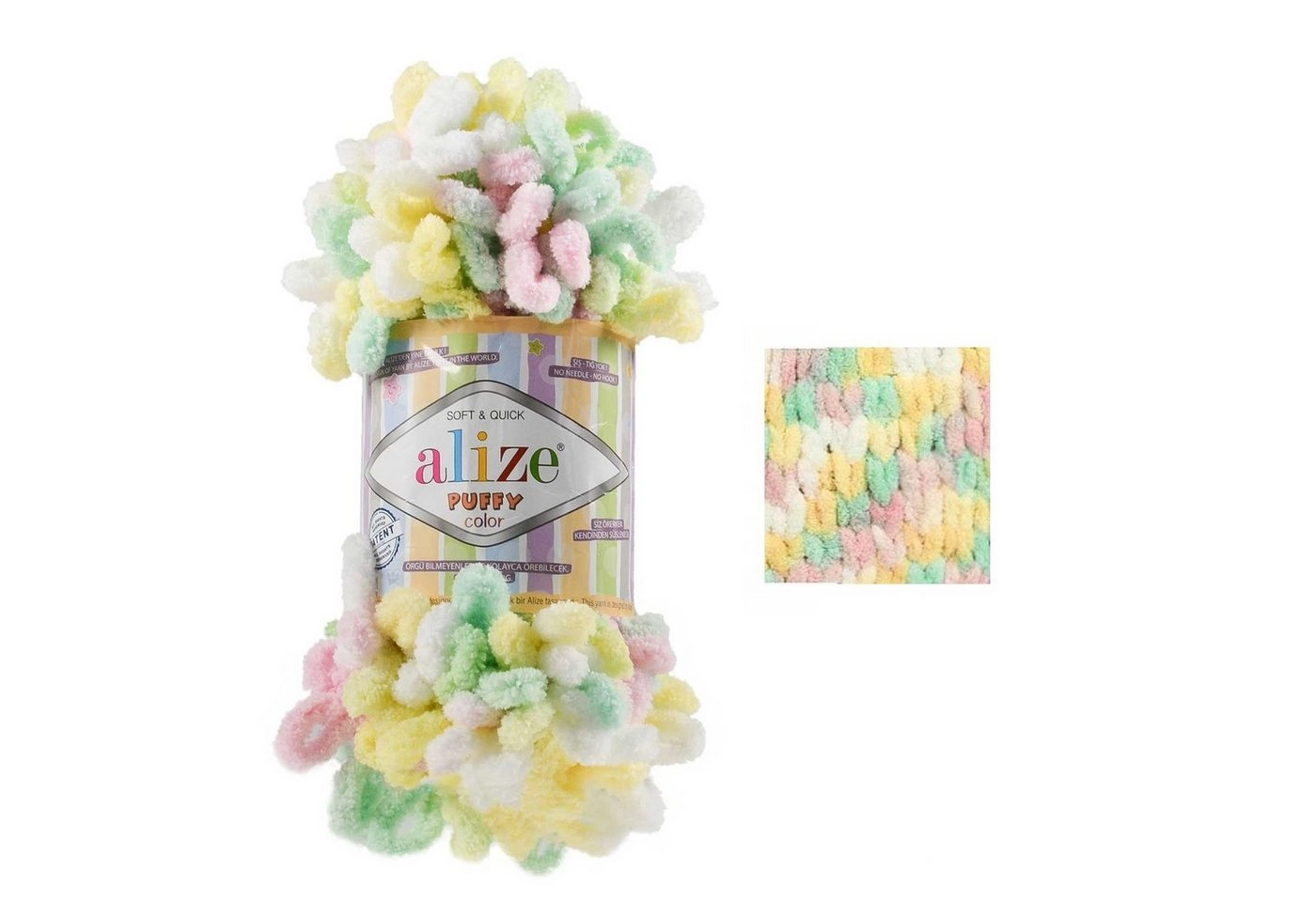 Alize »100g Strickgarn ALIZE Puffy Color Fingerstrickgarn Schlaufenwolle Stricken ohne Nadel« Häkelwolle, 9 m, 5862