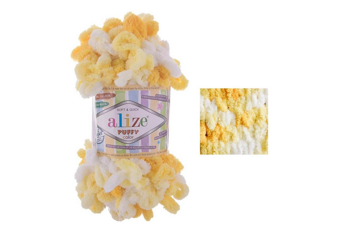 Alize »100g Strickgarn ALIZE Puffy Color Fingerstrickgarn Schlaufenwolle Stricken ohne Nadel« Häkelwolle, 9 m, 5921