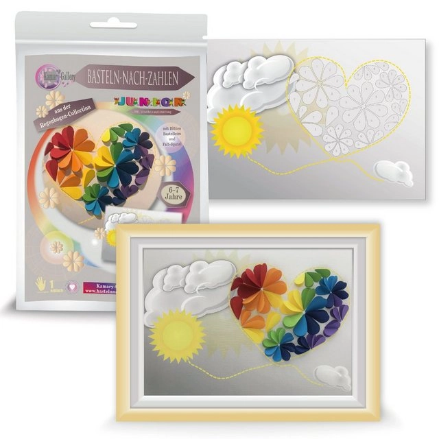 Kamary-Gallery, Basteln nach Zahlen Kreativset »Bastelset Motiv Herz, versch. Varianten, Basteln nach Zahlen für Kinder und Erwachsene, Papierbastelset 3D Bild«, Made in Germany