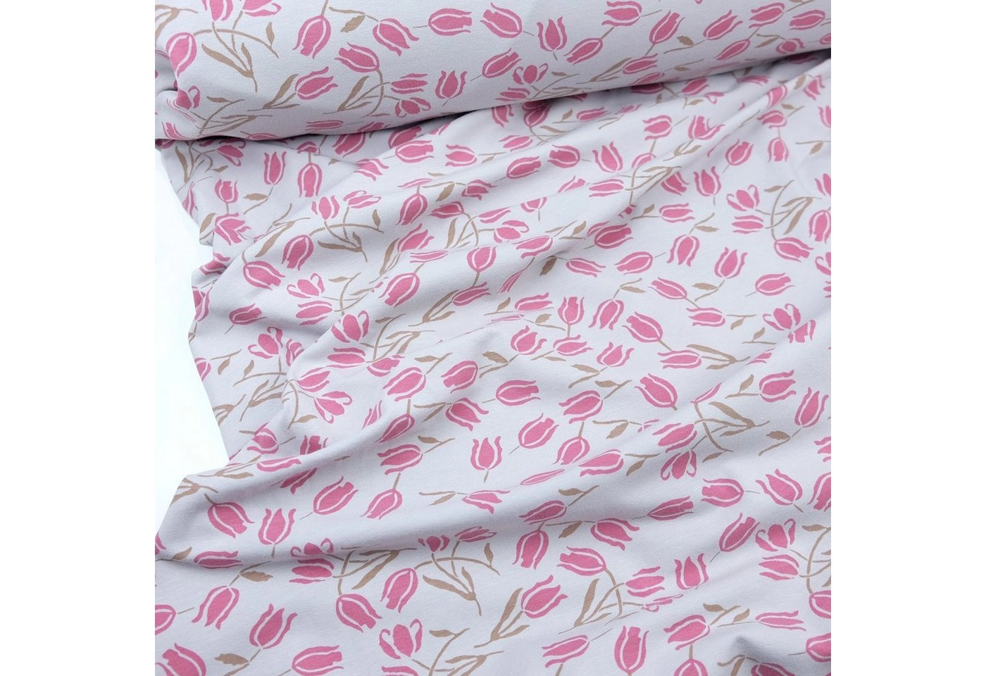 larissastoffe Stoff »Bio Jersey Blumen Überbreite Tulpe magenta rot«, Meterware, 50 cm x 160 cm überbreit