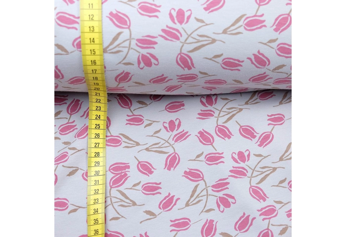 larissastoffe Stoff »Bio Jersey Blumen Überbreite Tulpe magenta rot«, Meterware, 50 cm x 160 cm überbreit