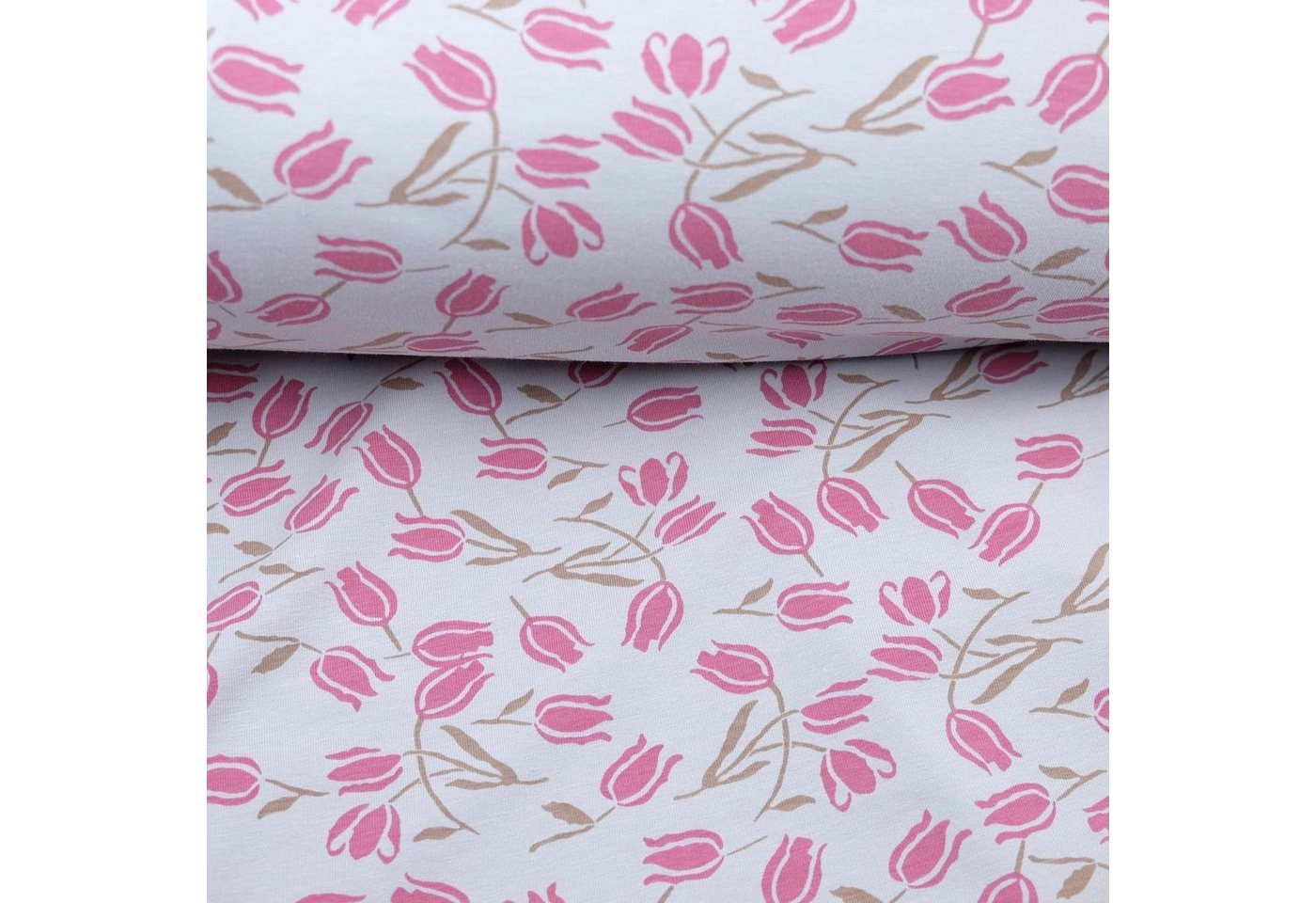 larissastoffe Stoff »Bio Jersey Blumen Überbreite Tulpe magenta rot«, Meterware, 50 cm x 160 cm überbreit