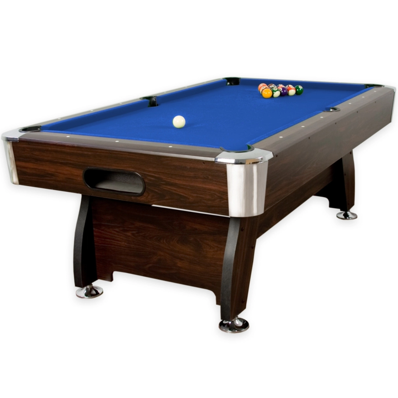 GAMESPLANET® 8 ft Billardtisch "Premium", Farbe braun / blau