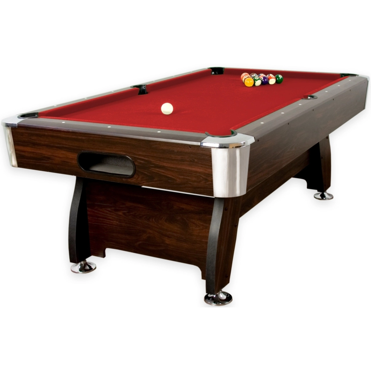 GAMESPLANET® 8 ft Billardtisch "Premium", Farbe braun / rot