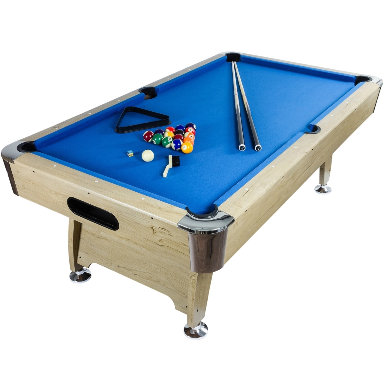 GAMESPLANET® 8 ft Billardtisch "Premium", Farbe hell / blau