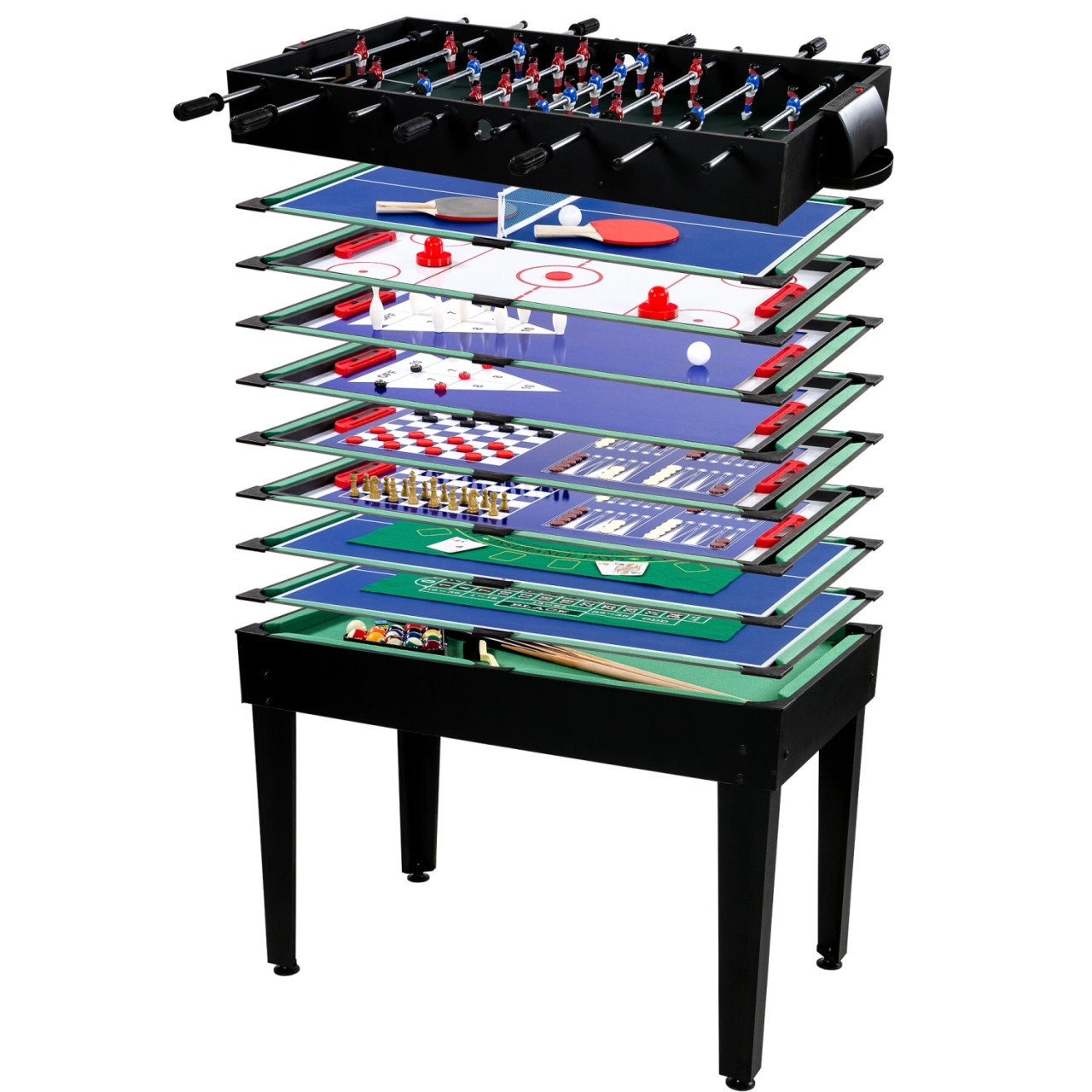 GAMESPLANET® Multigame Spieletisch 15 in 1, schwarz