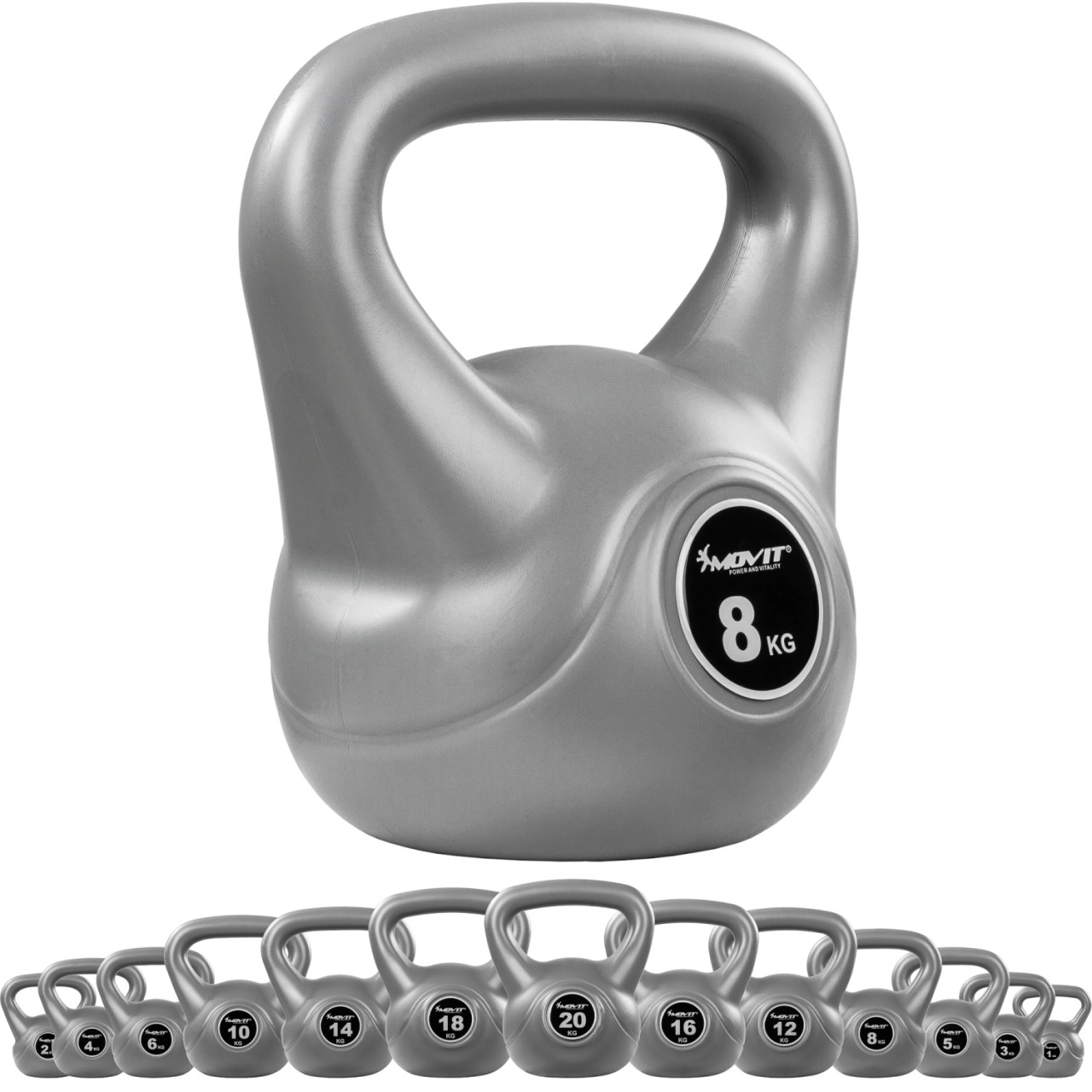 MOVIT® 8 kg Kettlebell Kugelhantel grau