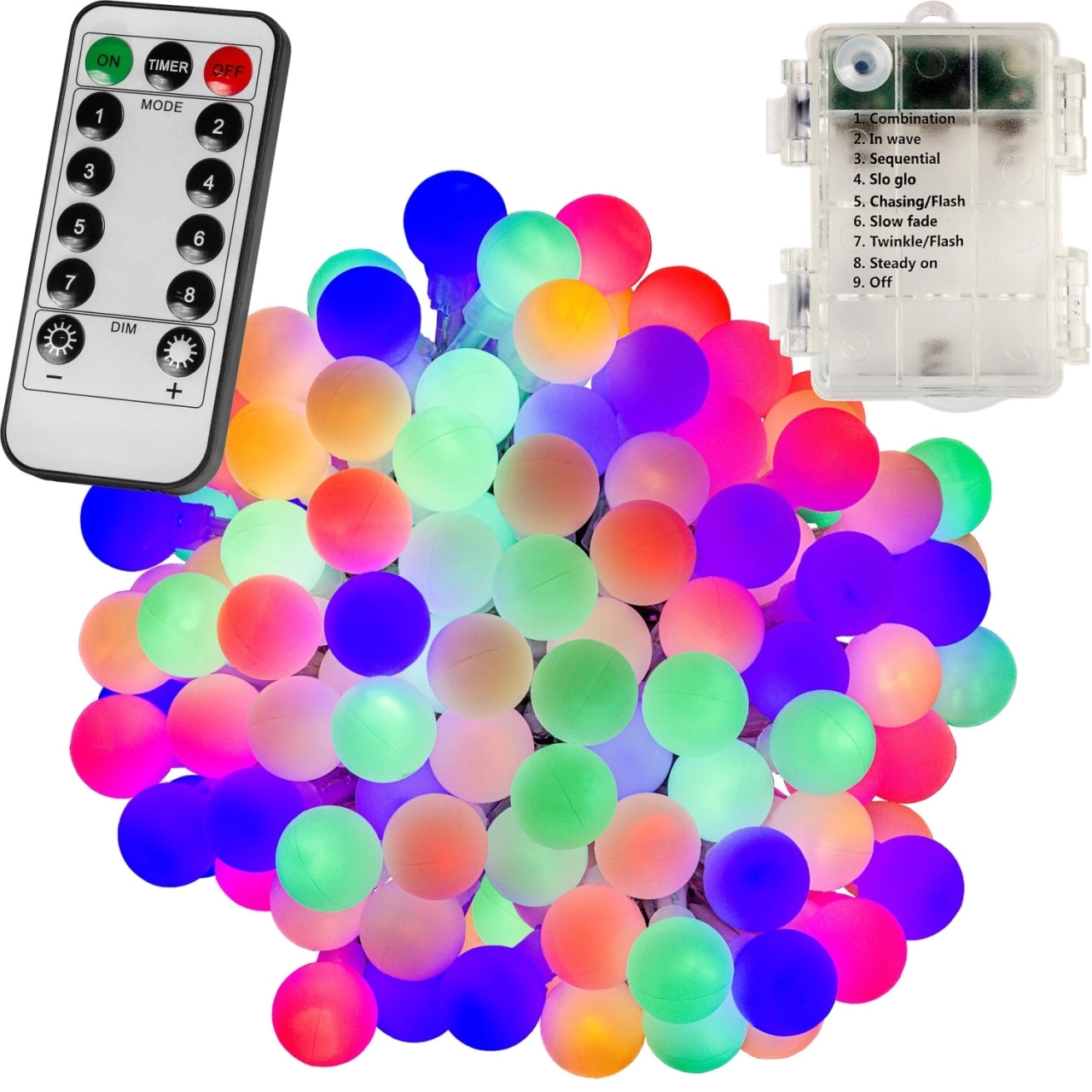 VOLTRONIC® 50 LED Lichterkette Party, bunt, Batt, FB