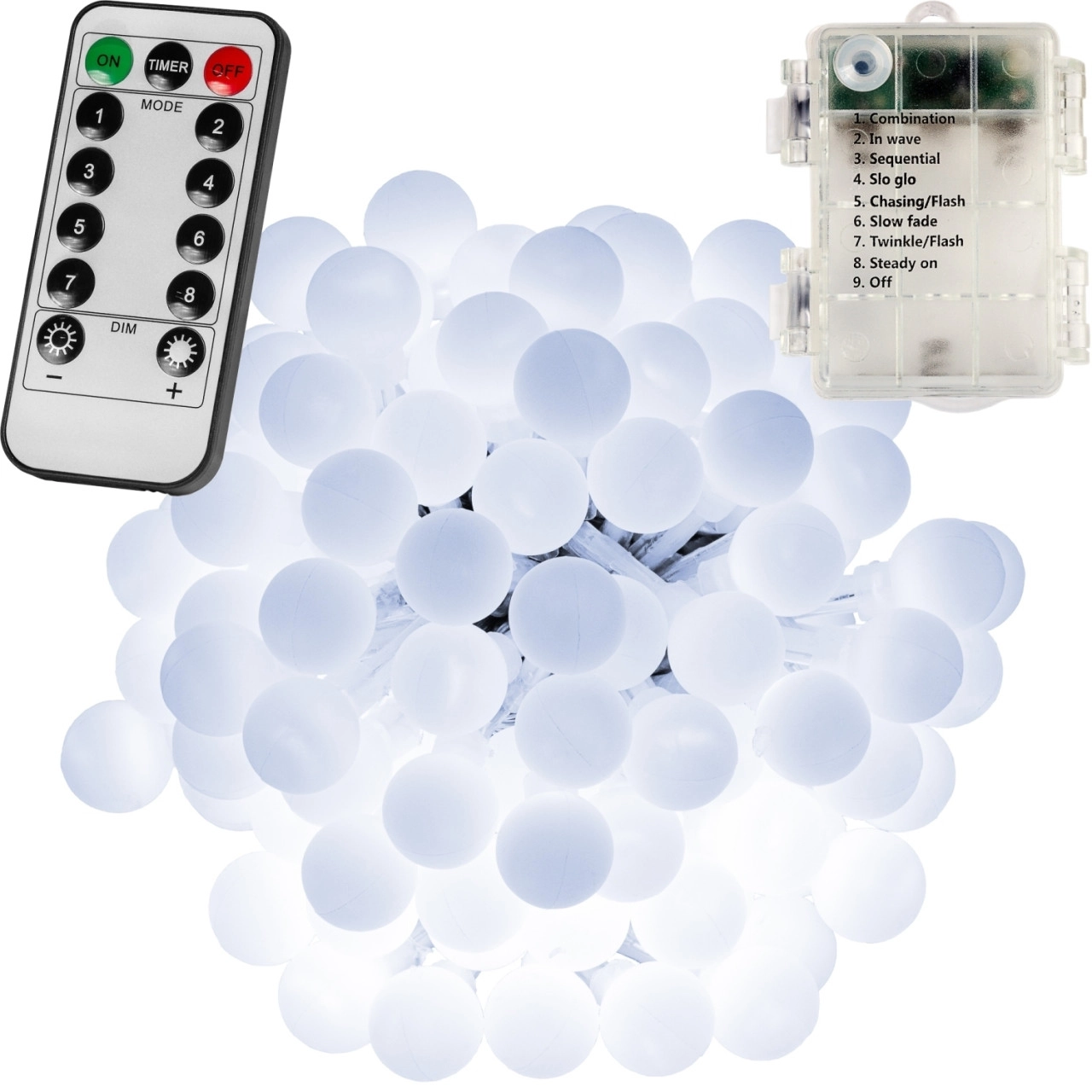 VOLTRONIC® 100 LED Lichterkette Party, kaltweiß, Batt, FB