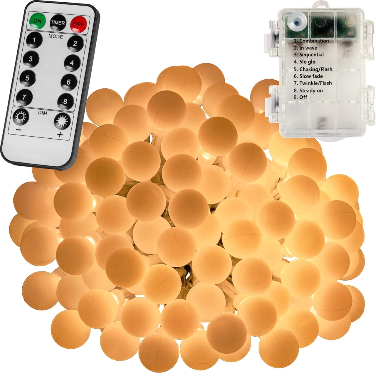 VOLTRONIC® 50 LED Lichterkette Party, warmweiß, Batt, FB