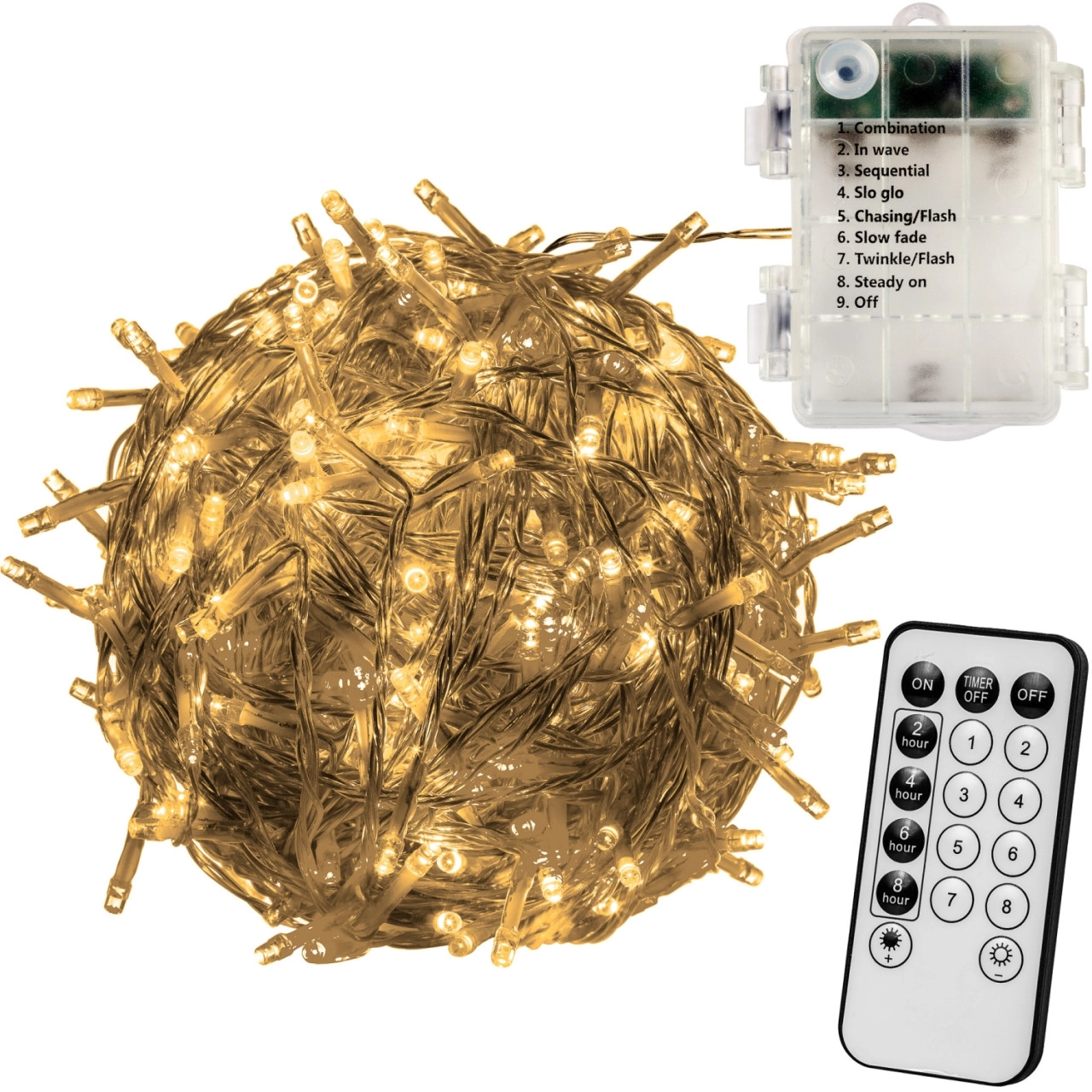 VOLTRONIC® 100 LED Lichterkette, warm-weiß, Batt, FB