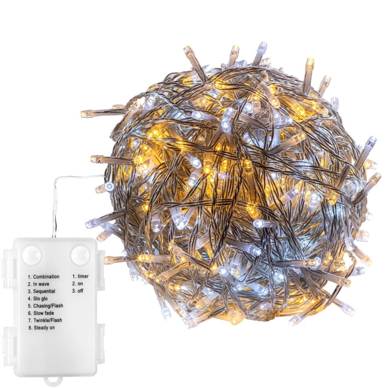VOLTRONIC® 200 LED Lichterkette, warm/kalt, transp, Batt