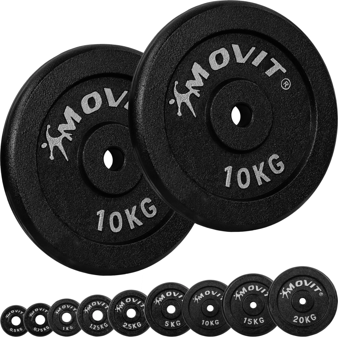 MOVIT® 2x Hantelscheiben 10,0 kg Gusseisen