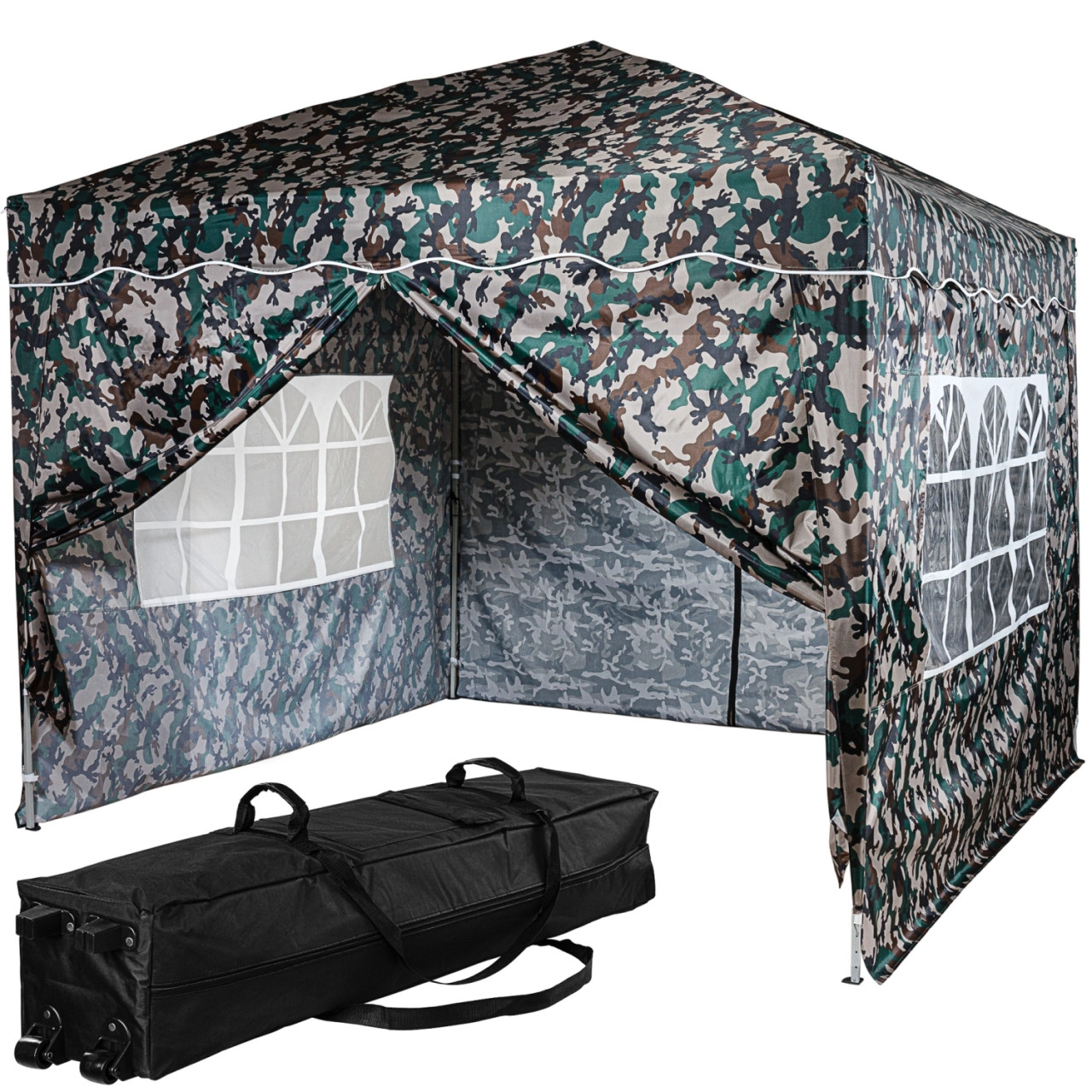 INSTENT Faltpavillon "BASIC" 3x3,Trolley, Stahl,woodland,4ST