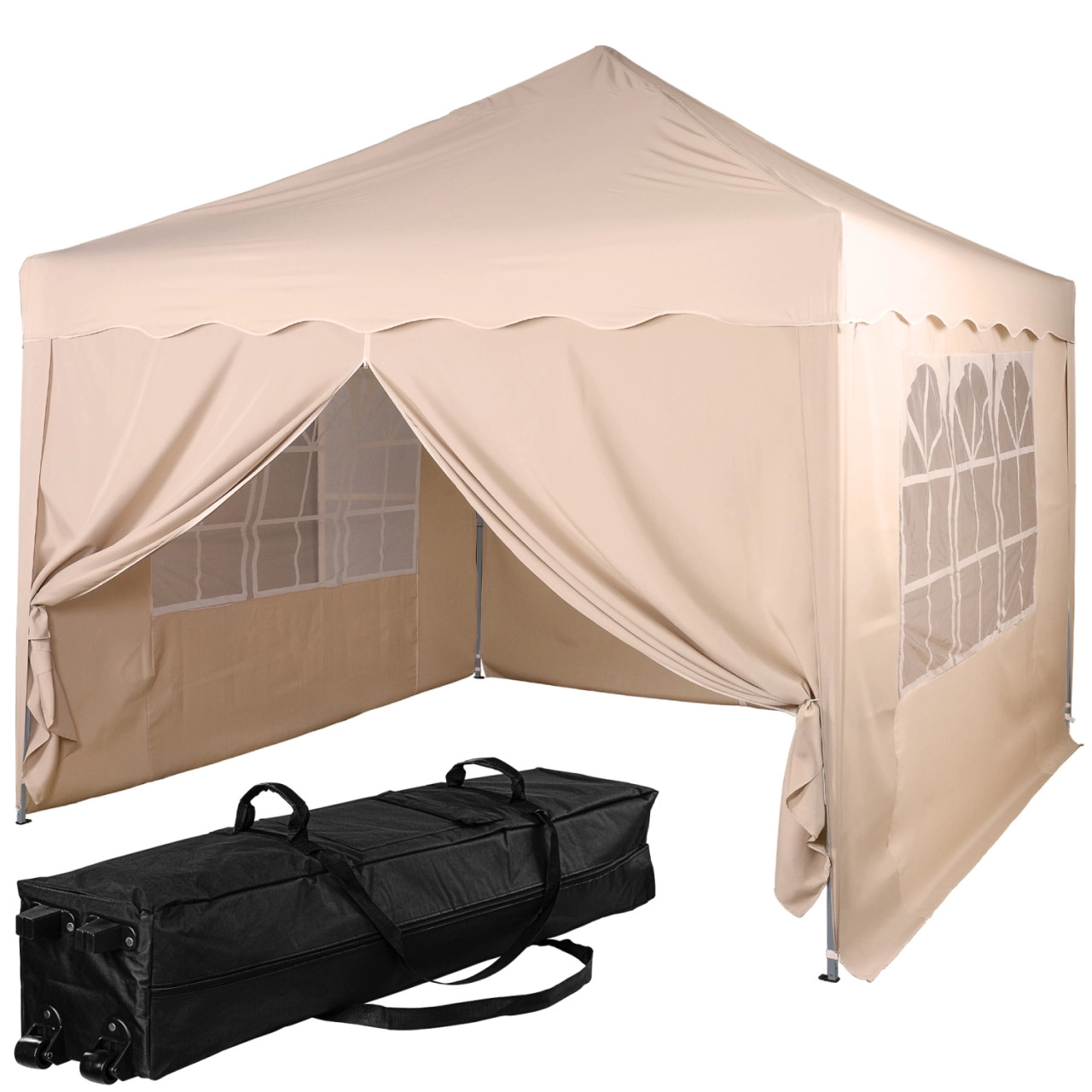 INSTENT Faltpavillon "BASIC" 3x3,Trolley,Stahl,champagne,4ST