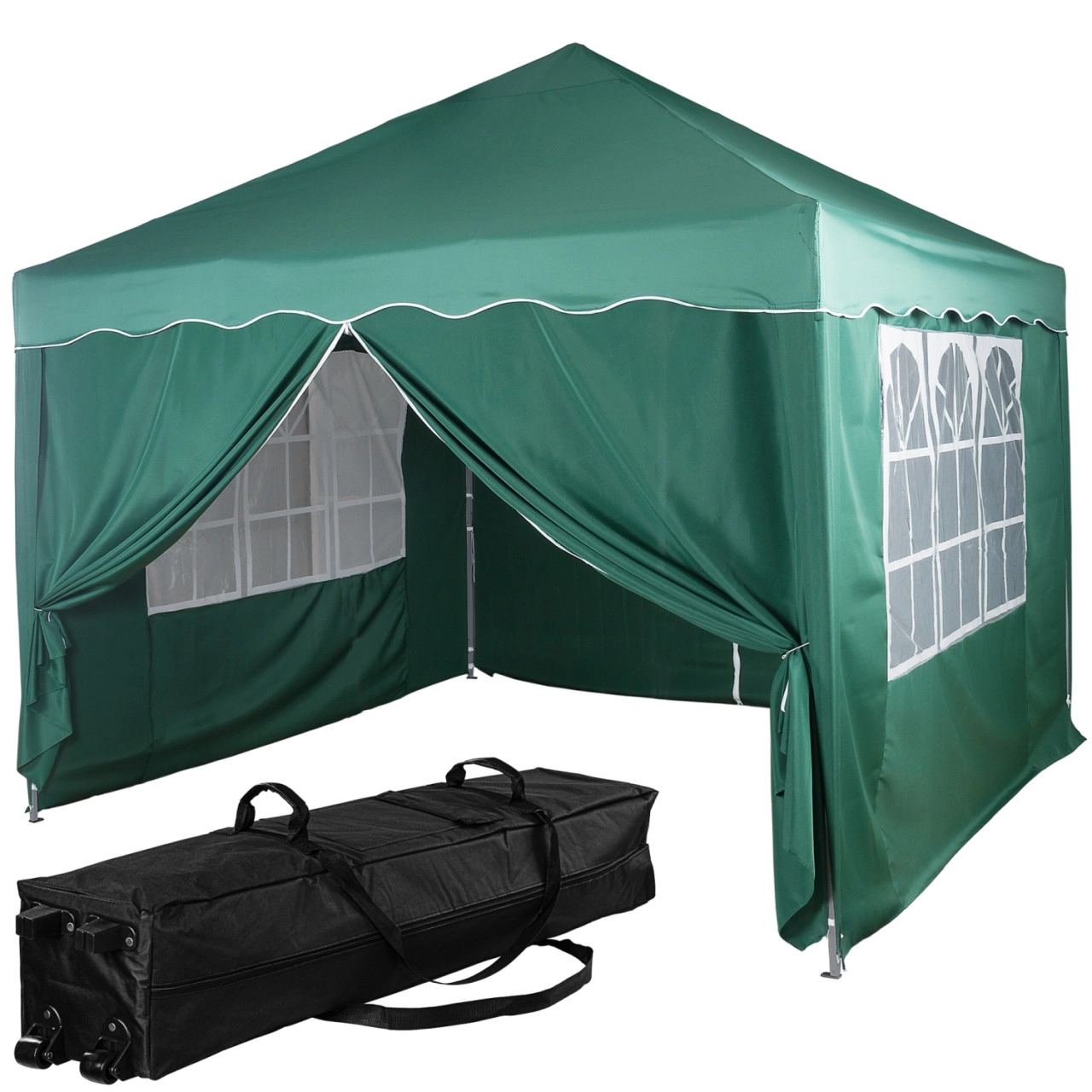 INSTENT Faltpavillon "BASIC" 3x3,Trolley, Stahl,grün,4ST