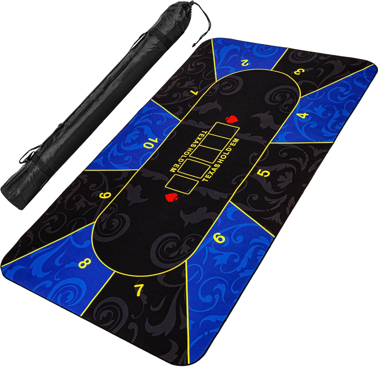 GAMES PLANET® Pokerauflage 160x80cm, blau/schwarz