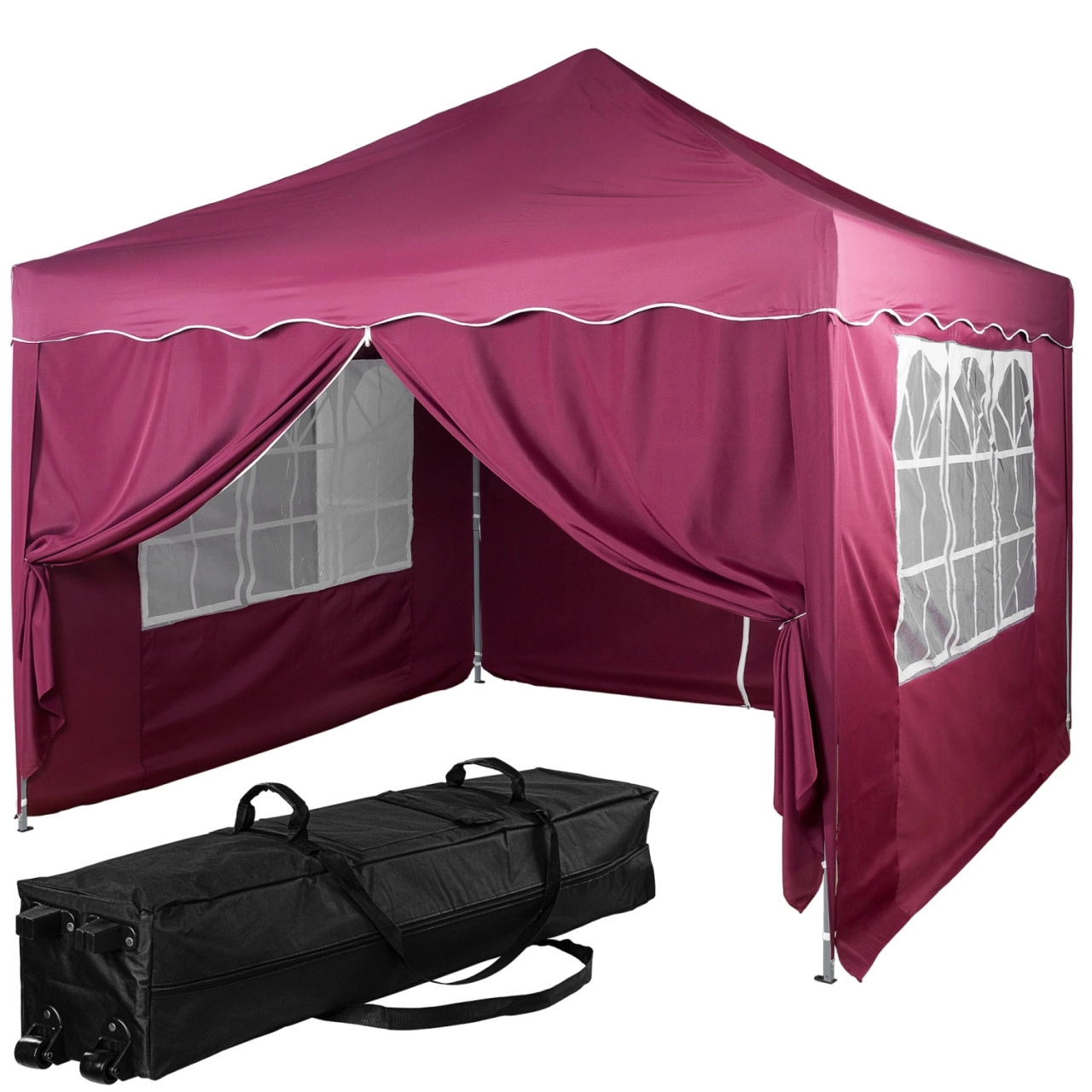 INSTENT Faltpavillon "BASIC" 3x3,Trolley, Stahl,rot,4ST
