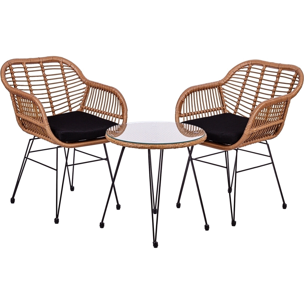 STILISTA® Bistro Set 3tlg. Polyrattan Bambus Optik