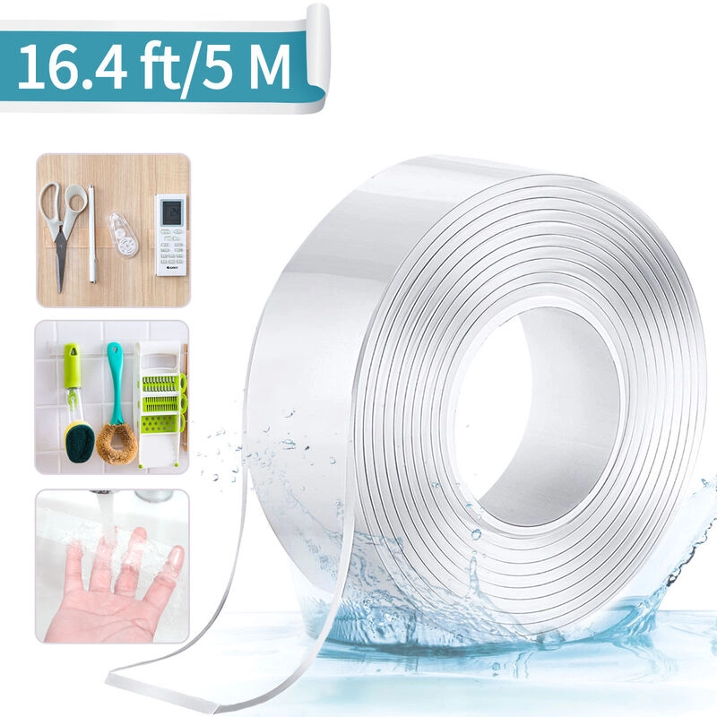 Augienb - Klebeband Nano Tape Paketband Doppelseitige Abnehmbares PolyurethanGel Spurlose 5M x 2mm x 3CM