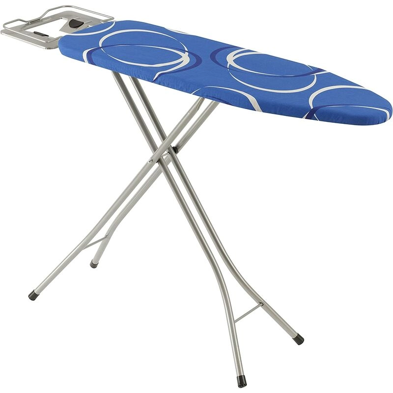 Bügelachse mit Stand Bügeleisen. Höhenverstellbar. Baumwollabdeckung. Klappmetalltabelle 110x30x78 cm - Blaue Dekoration - Baroni Home