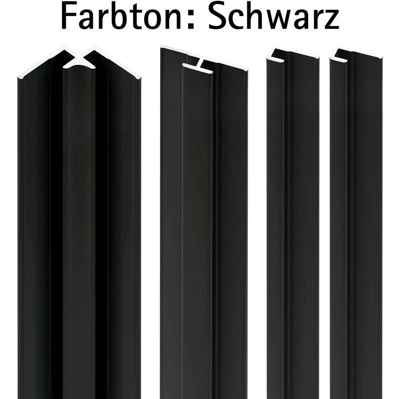 Schulte - Verkleidungsplatte DecoDesign Zubehörset von beinhaltet 2 Endprofile, 1 Eckverbinder in Ecke, 1 Flächenverbinder, 255cm, Set in Schwarz