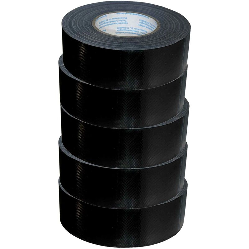 Panzerband Panzertape Klebeband Dichtungsband Gewebeband reißfest - 50 Meter x 50mm schwarz - Menge:5 - Priotec