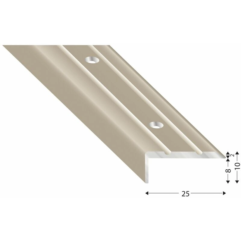 Kügele - Treppenwinkel Alu Edelstahloptik, gelocht, 25/10/1000 mm