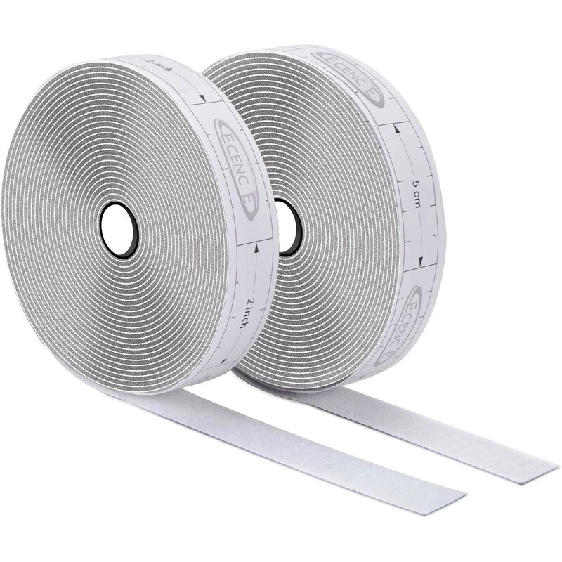 Klettband selbstklebend Weiss 6m inkl. Lineal-Druckband in cm und inch