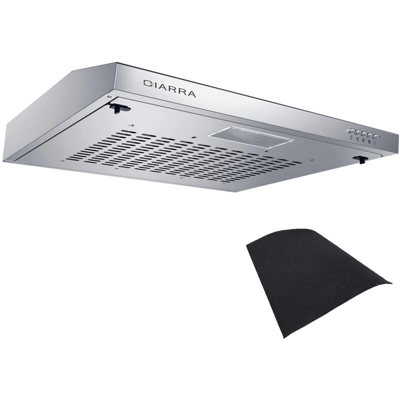 Ciarra - Dunstabzugshaube 60cm Unterbauhaube 220 m3/h mit Kohlefiltermatte 3 Stufen LED-Beleuchtung Silber 903SS60 - Silber