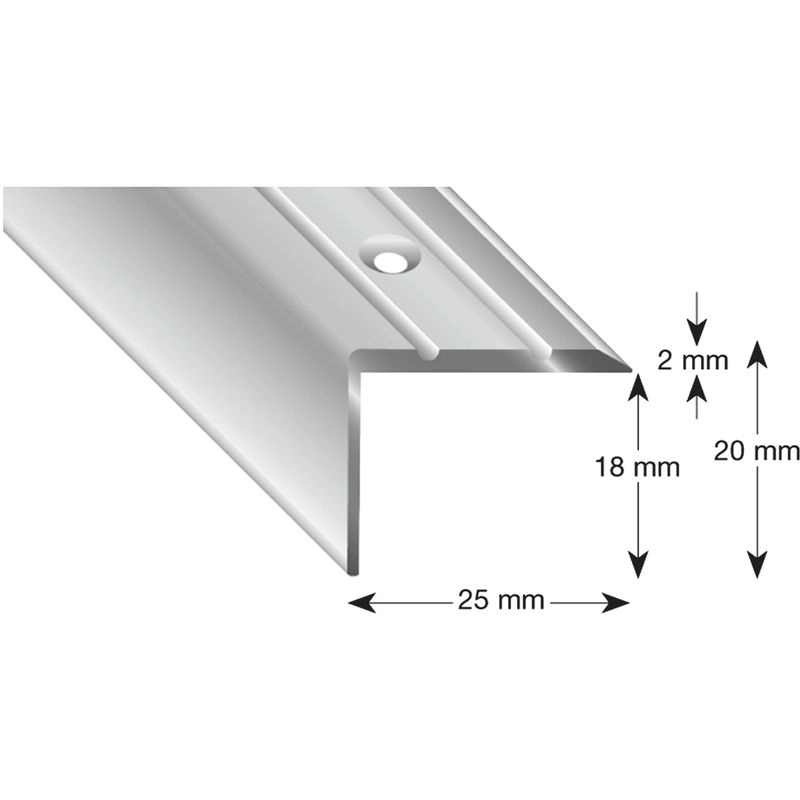 KÜGELE Treppenwinkel Alu silber eloxiert, gelocht, 25/20/1000 mm