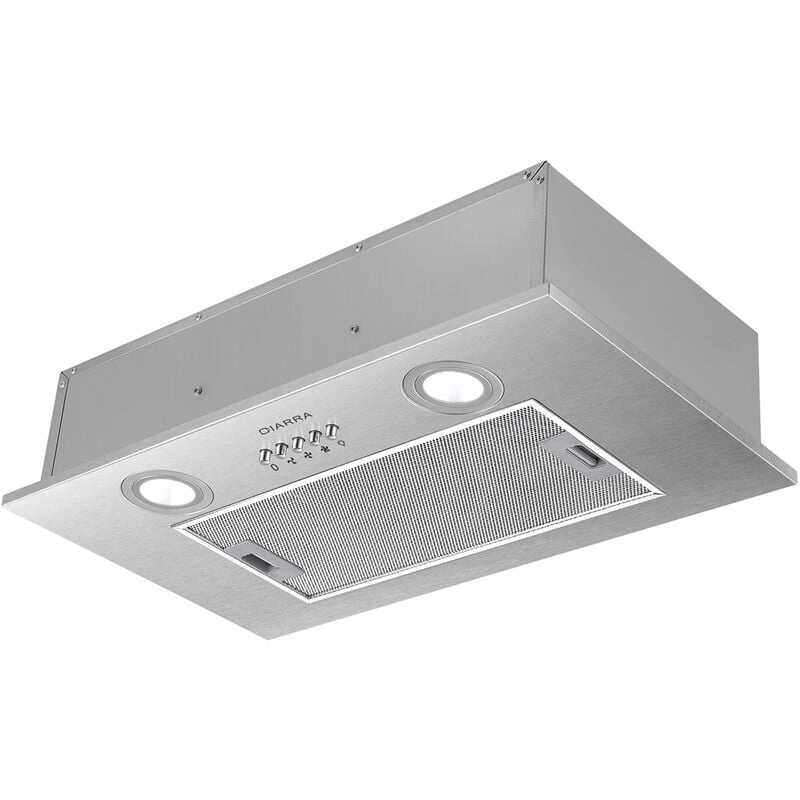 Ciarra - Unterbauhaube 52cm Einbau Dunstabzugshaube 300 m3/h 2 St¨¹ck Kohlefilter Umluft LED-Beleuchtung Edelstahl 913ASS52 - Silber