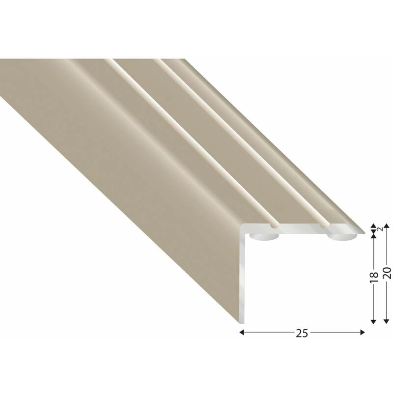 Treppenwinkel Alu Edelstahloptik, selbstklebend, 25/20/1000 mm - Kügele