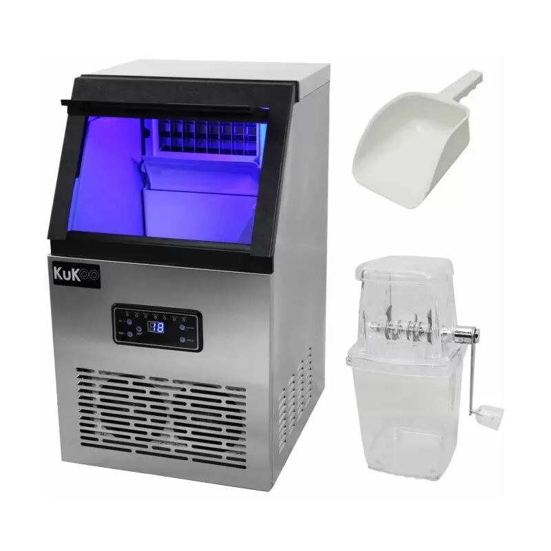 Eiswürfel-bereiter Maschine, Eiscrusher, Maschine aus Edelstahl, Geschäftliche Maschine, Ideal für Restaurants, Cafés und Bars, Cockails und Smoothies