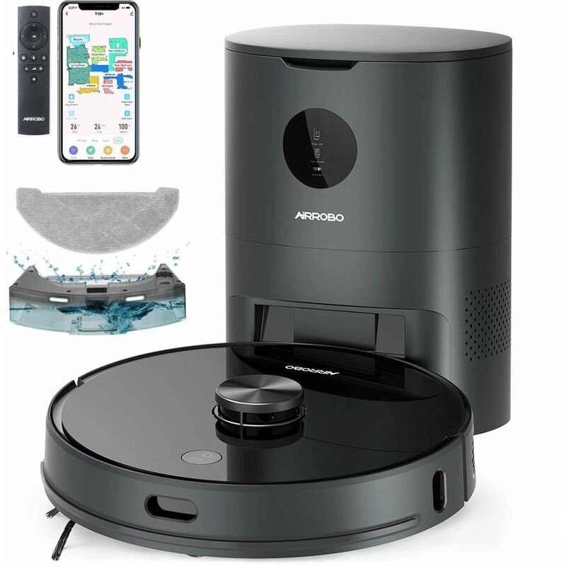Airrobo - Staubsauger Roboter Wischroboter 3 in 1 mit automatischer Entleerungsstation, Super-Saugleistung 2700 Pa T10+ Ideal für Tierhaare Haarstaub