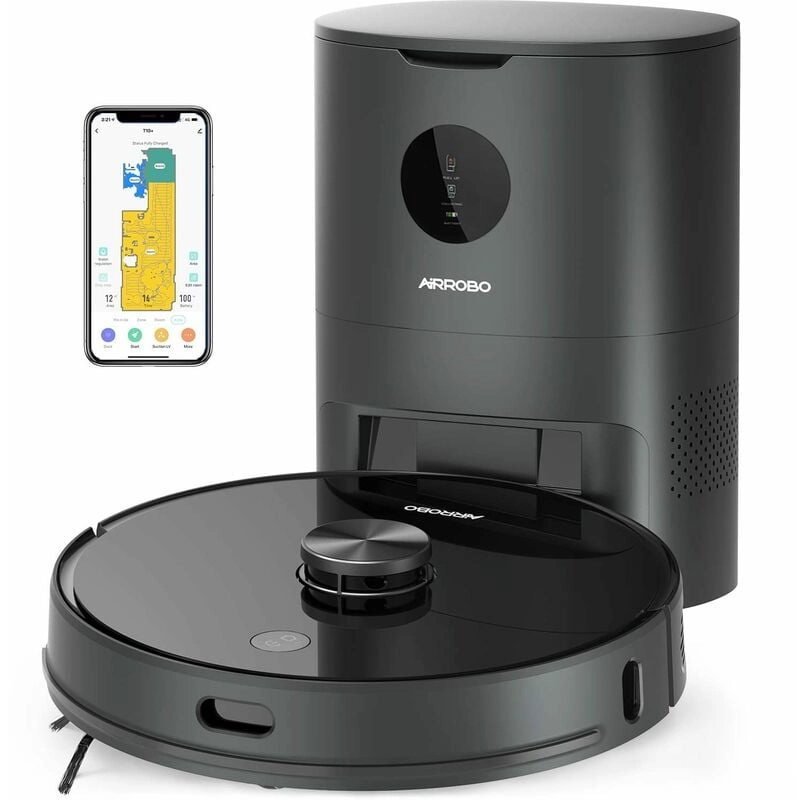 Airrobo - T10+ Saugroboter mit automatischem Staubfänger, Lasernavigation, 2700 Pa Saugleistung, APP/Alexa-Steuerung, selektive Raumreinigung, ideal